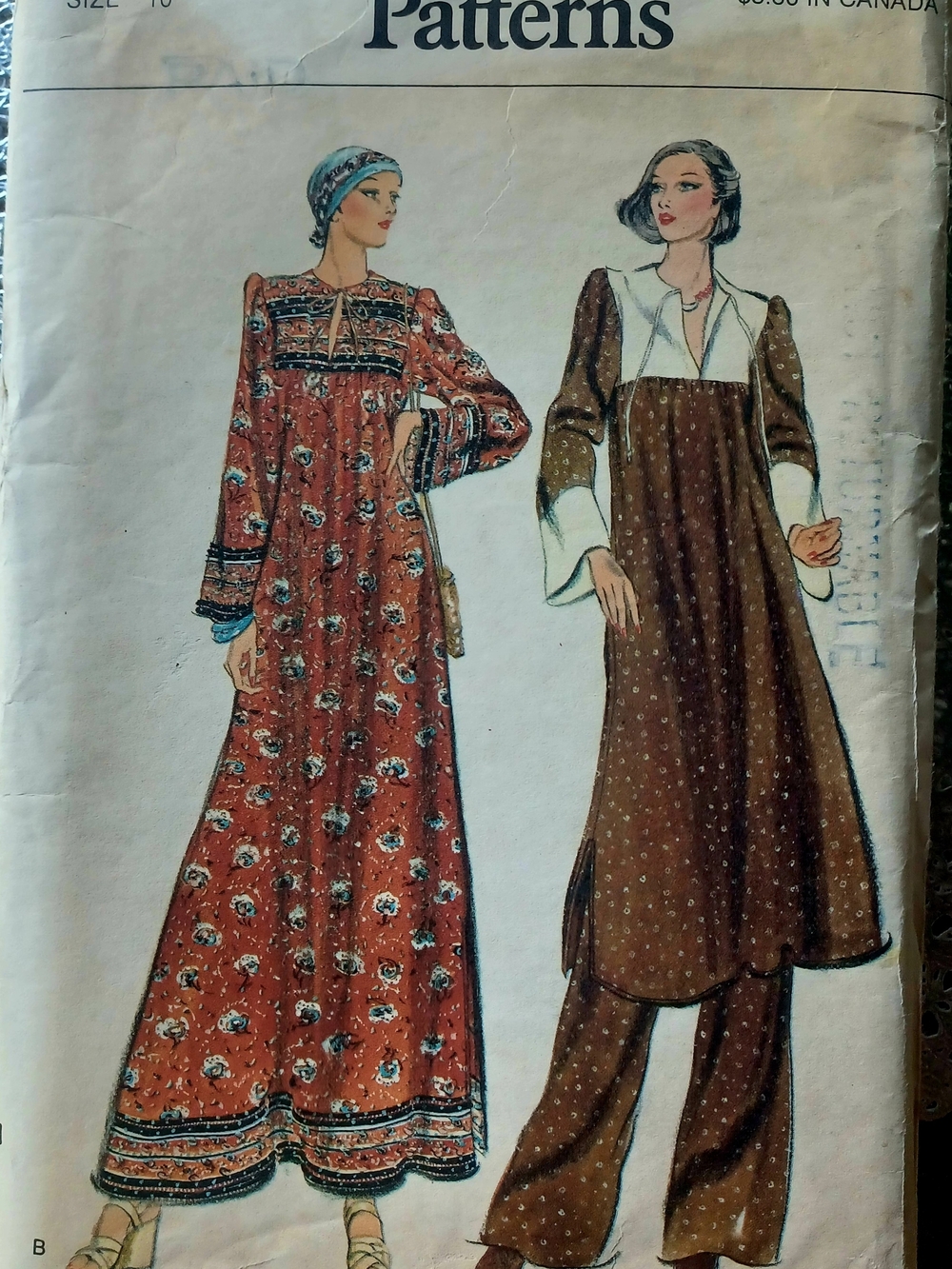 VOGUE'S  (Rare) Pattern ('75) Inspired Women's Maxi Caftan and Tunic/ Pants. S10